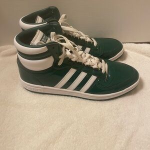 Men's Size 10 US Adidas Top Ten Green Patent Leather High Top Sneakers - 2022